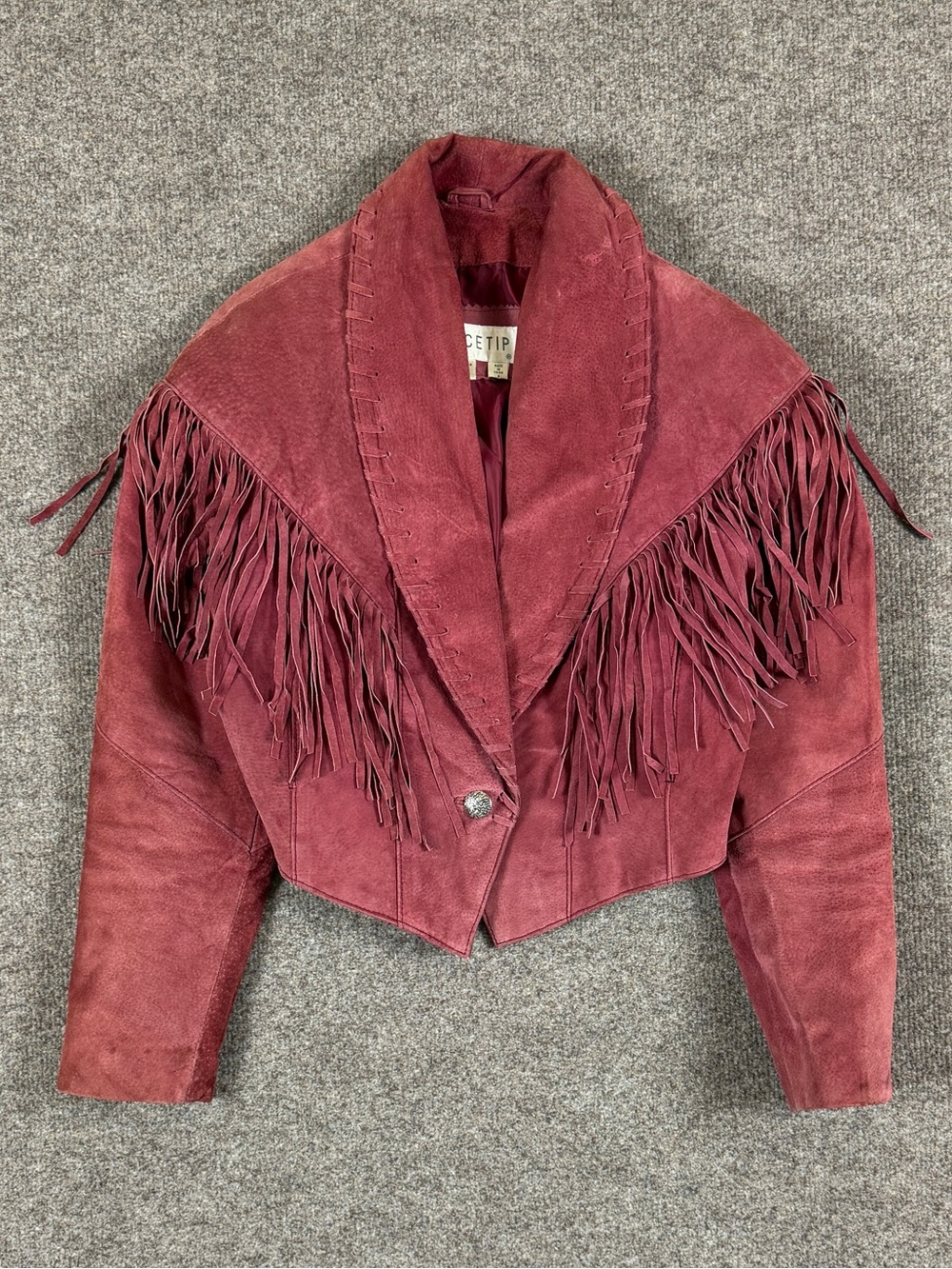 Vintage Red Suede Leather Cropped Fringe Jacket Women’s S Western Festival Boho - Picture 2 of 13